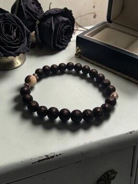 Lava Stone Bracelet Grey And White Natural Jasper